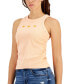 Juniors' Embroidered Ruched Tank Top