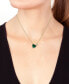 Фото #1 товара EFFY® Malachite & Diamond (1/5 ct. t.w.) Double Heart 18" Pendant Necklace in 14k Gold