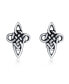 Unisex Religious Irish Infinity Love Knot Celtic Cross Stud Earrings For Women Men Oxidized .925 Sterling Silver