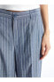Фото #4 товара Standart Fit Çizgili Keten Karışımlı Kadın Pantolon