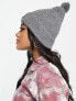 The North Face logo patch bobble hat in grey