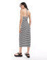 Pieces halter neck maxi dress in black and white stripe S - EU 36 - фото #3