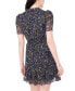 ფოტო #2 პროდუქტის Petite Floral Print Ruched Sleeve Fit & Flare Dress