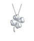 Good Luck Fortune Irish Shamrock Shape Lucky Charm Four Leaf Clover Pendant Necklace For Women Sterling Silver