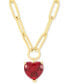 Lab-Grown Ruby Heart Solitaire Paperclip Link Pendant Necklace (4-1/6 ct. t.w.) in 14k Gold-Plated Sterling Silver, 18" + 2" extender