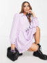Фото #4 товара Miss Selfridge frill hem poplin mini smock dress in lilac