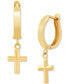 Cross Dangle Hoop Earrings in 10k Gold