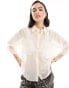 JDY sheer 3/4 length sleeve shirt in cream