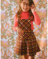 ფოტო #2 პროდუქტის Big Girls Milano Shortall Plaid Magenta And Brown