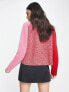 Фото #3 товара Whistles cropped wool cardigan in pink and red contrast