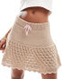 ASOS DESIGN knitted mini skirt with frill in mocha