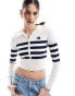 Tommy Jeans knit zip through hoodie in white and navy stripe