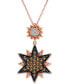 Chocolate Diamond (5/8 ct. t.w.) & Vanilla Diamond (1/6 ct. t.w.) Double Star 18" Pendant Necklace in 14k Rose Gold