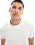 ASOS DESIGN muscle fit polo with revere collar in cream