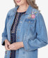 Women's In Full Bloom Butterfly Embroidered Denim Shirt Jacket