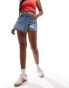 Фото #3 товара ONLY distressed denim skort in midwash blue