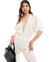 Pretty Lavish linen blend cut-out jumpsuit in cream