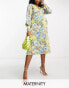 Фото #1 товара Hope & Ivy Maternity wrap tie midi dress in yellow and green floral