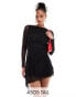 ASOS DESIGN Tall – Netzstoff-Minikleid in Schwarz mit asymmetrischem Saum und diagonaler Ziernaht