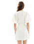 Фото #4 товара Pretty Lavish puff sleeve linen mini dress in ivory