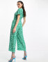 Whistles leopard shirred jumpsuit in green