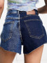 Noisy May two tone denim shorts in blue