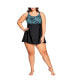 Фото #1 товара Women's Plus Size Empire Print Swim Dress