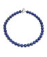 ფოტო #1 პროდუქტის Plain Simple Classic Western Jewelry Dark Blue Lapis Lazuli Round 10MM Bead Strand Necklace For Women Silver Plated Clasp 18 Inch