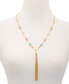 Gold-Tone Multicolor Crystal & Chain Tassel Lariat Necklace, 26" + 2" extender