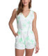 Juicy Couture 298360 Printed Sleeveless Romper Surf Green Combo LG