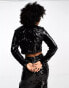 Фото #4 товара Extro & Vert sequin crop top co-ord in black