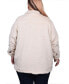 ფოტო #2 პროდუქტის Plus Size Long Sleeve Button Front Sherpa Jacket