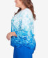 Фото #3 товара Plus Size Tradewinds Ombre Leaves Buttoned Split Neck Top
