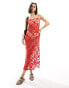 Cotton On maxi cami dress in summer red crochet