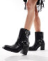 Фото #1 товара Public Desire Freak heeled ankle biker boot in black