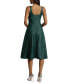 ფოტო #2 პროდუქტის Women's Seamed Faux-Leather Swing Dress