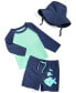ფოტო #1 პროდუქტის Baby Boys Fish Rashguard, Swim Shorts and Hat, 3 Piece Set, Created for Macy's