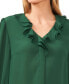 Women's Long Sleeve Ruffled V-Neck Blouse