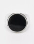 Фото #2 товара ASOS DESIGN round signet ring with black enamel in burnished silver