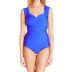 Фото #1 товара Athena Blue One Piece Swimsuit Womens Solid Front Twist Stylish Size 10