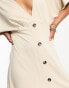 Фото #2 товара ASOS DESIGN flutter sleeve mini tea dress with buttons in stone