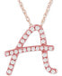Фото #1 товара Macy's diamond Initial Pendant Necklace (1/10 ct. t.w.) in 14k Rose Gold Over Sterling Silver, 16" + 2" Extender