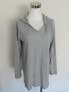 Фото #1 товара Style & Co Women's V Neck Hoodie Ribbed panels Long Sleeve Sweater Gray S