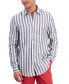 Фото #3 товара Рубашка мужская Club Room Alba Stripe с длинным рукавом из льна, создана для Macy's