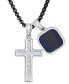 ფოტო #4 პროდუქტის Men's Silver-Tone Lords Prayer Cross & Square Pendant Necklace, 24"