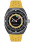 ფოტო #1 პროდუქტის Men's Swiss Automatic Sideral S Yellow Perforated Rubber Strap Watch 41mm