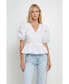 ფოტო #3 პროდუქტის Women's V-neckline Puff Sleeve Top