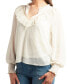 ფოტო #4 პროდუქტის Juniors' Ruffle-Trim Clip-Dot Smocked-Cuff Blouse