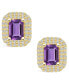 ფოტო #3 პროდუქტის Amethyst (2 ct. t.w.) and Diamond (3/4 ct. t.w.) Halo Stud Earrings in 14K Yellow Gold