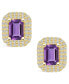 Серьги Macy's Amethyst and Diamond Halo Stud